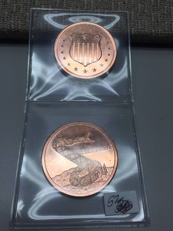 TWO SNAKE .999 COPPER ROUNDS