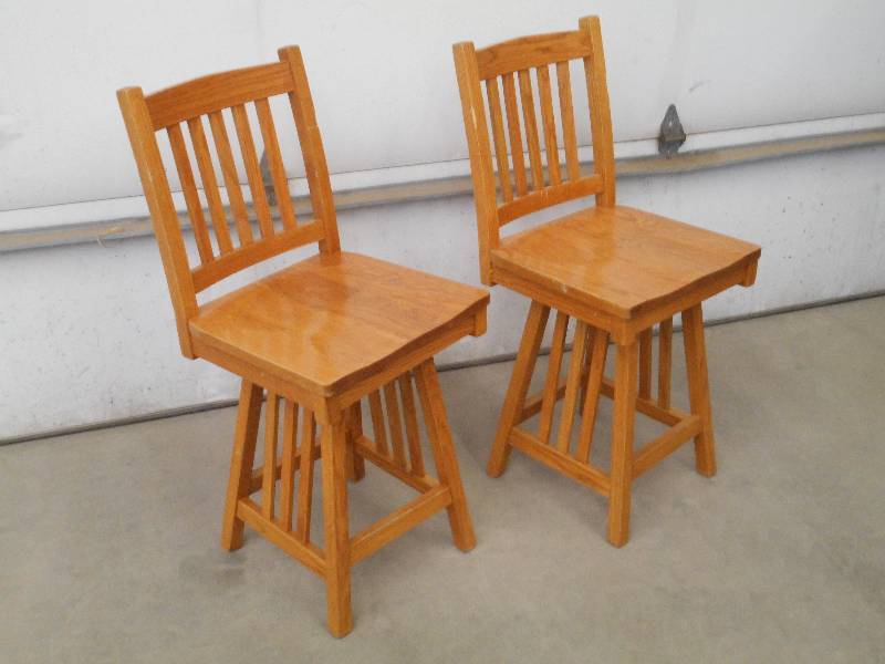 (2) Matching Solid Wood Swivel-Top ...