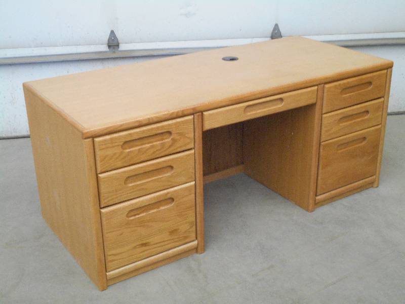 7-Drawer Wood Desk, Used But In Fai...