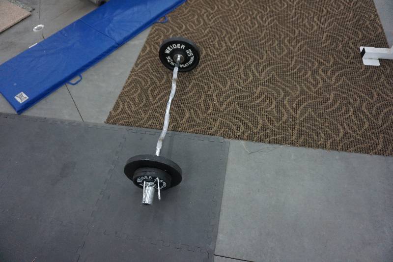 lot 7 image: Weider Weight Lifting Curl Bar With Weights and Collars