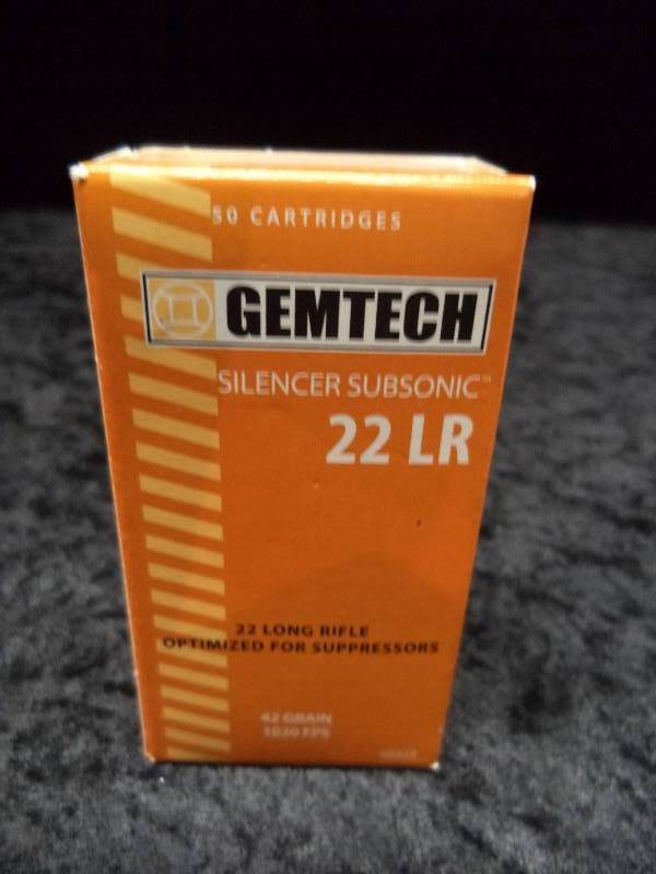 Ammo - Gemtech 22LR, Silencer Subsonic, 42 grain, 50ct.