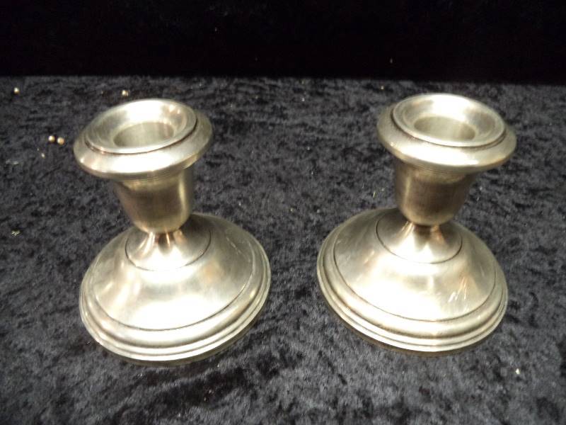 Pair Sterling Candleholders