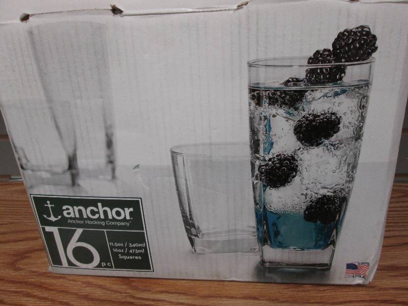 lot 45 image: Anchor Hocking Glasses set 7 11.5 ...