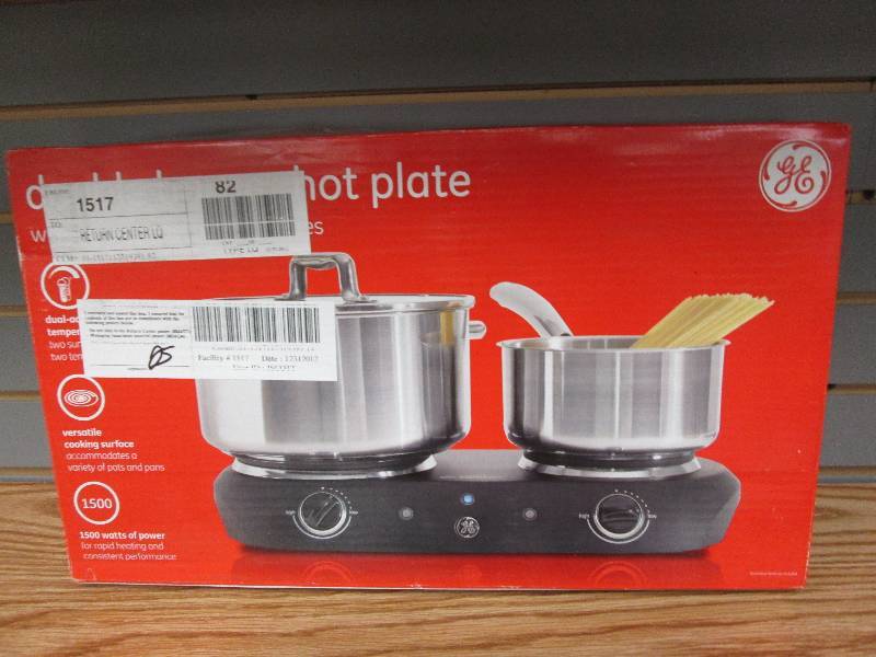 lot 54 image: GE double burner hot plate 1500 wat...