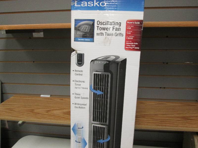 lot 63 image: Lasko Oscillating Tower Fan with Tw...