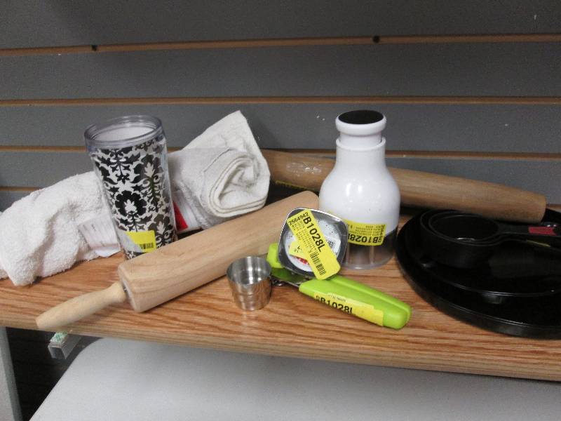 lot 93 image: Grab bag including wooden rolling ...