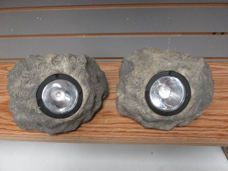 lot 191 image: 1 pair solar light artificial rocks...