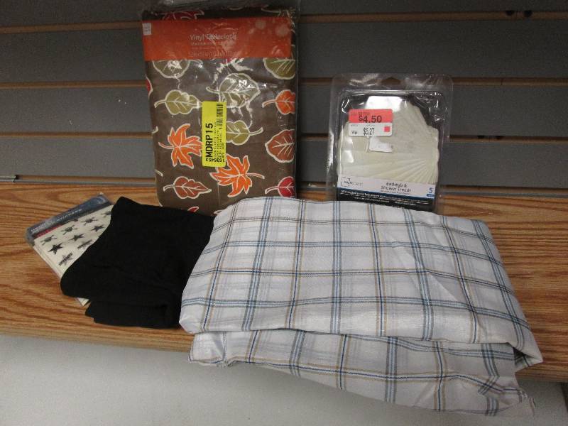 lot 240 image: Vinyl tablecloth, shower treads, he...