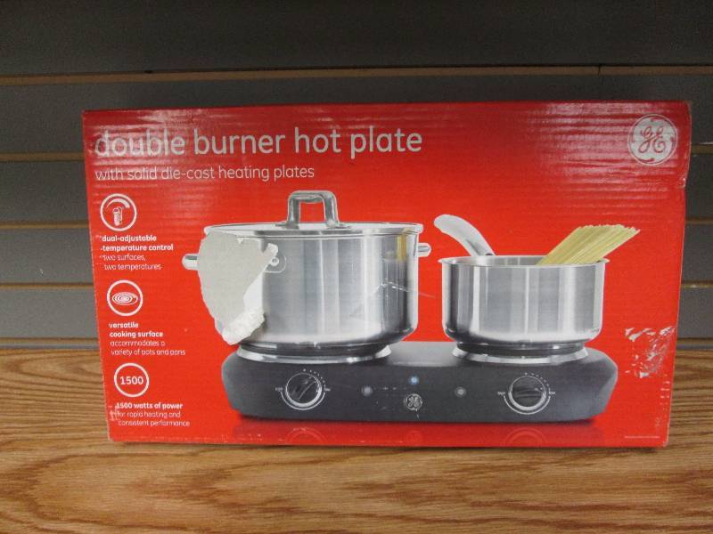 lot 323 image: GE Double Burner Hot Plate  - teste...