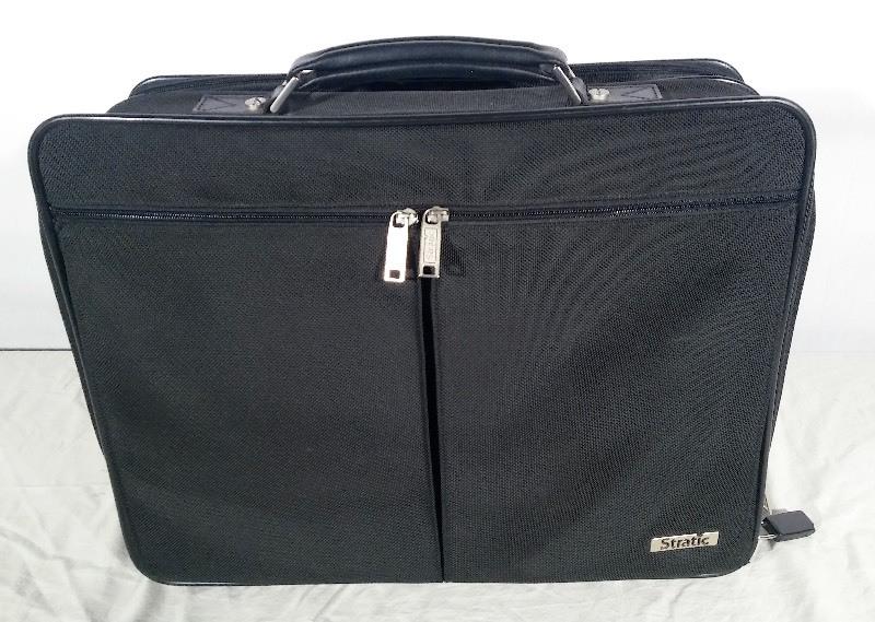 lot 20 image: (1) Stratic Black Canvas Luggage (never used) & (2) Ridged CDDVDGame Cases (never used)