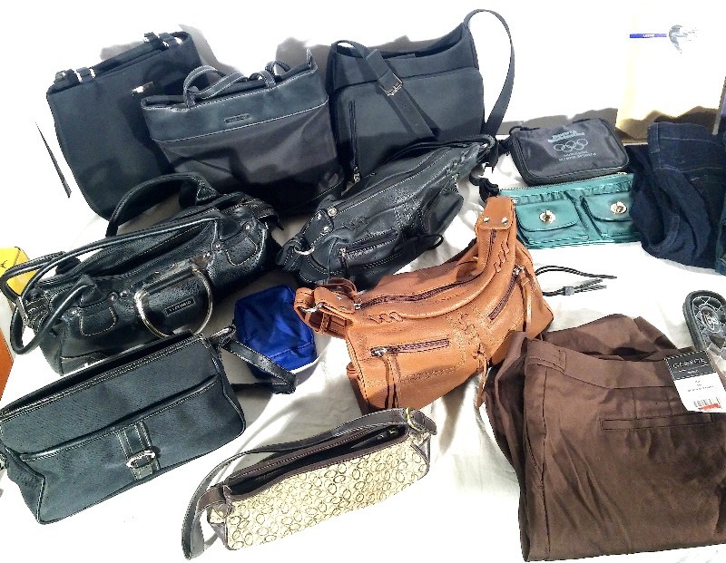 lot 21 image: Many Articles Of Great Condition Womens Clothing, Sandals, Purses, Scarves, & Intimate Apparel