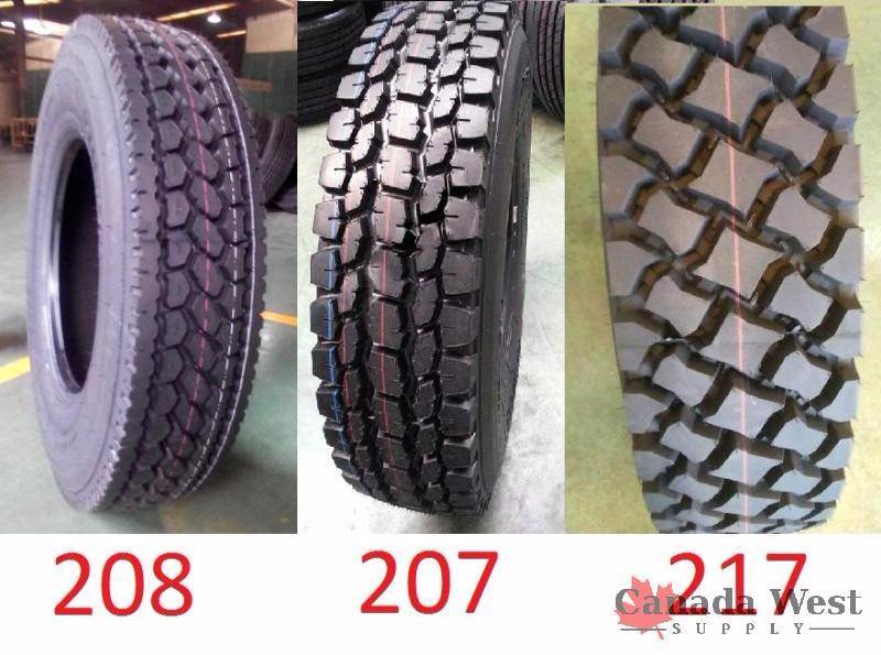 NEW QUANTITY OF 8 X 11R22.5 16 PLY VIRGIN RADIAL DRIVE TIRES (YOUR CHOICE ON PATTERN)