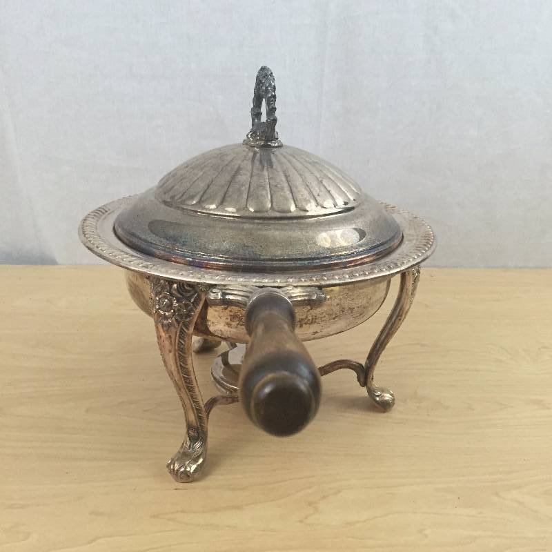 lot 114 image: Vintage Silverplated Chafing Dish #2 - Lots of Patina Needs Polishing