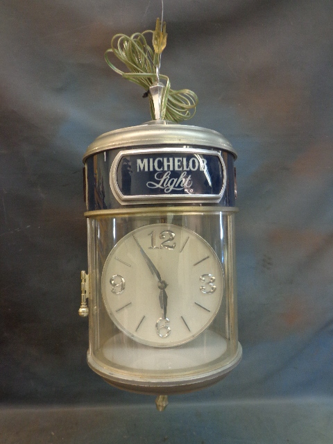 Michelob Light Hanging Clock Light