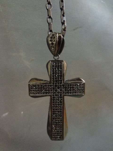 Black Stone Cross Necklace