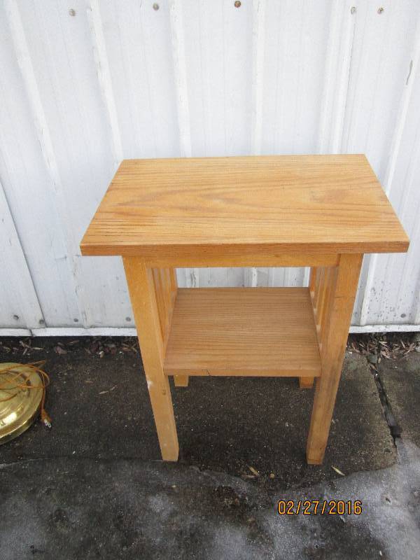 lot 32 image: small wood table, 12 x 18 x 24...