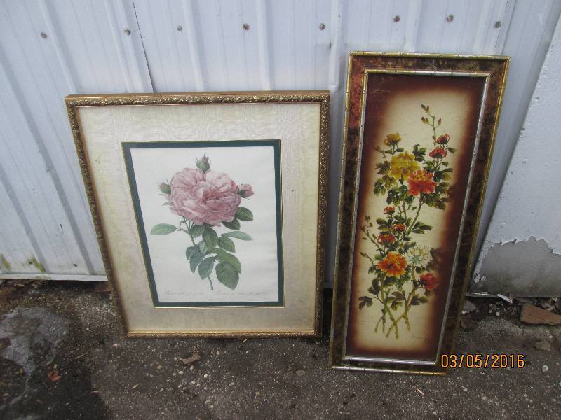 lot 54 image: 2 framed flower pictures, single fl...