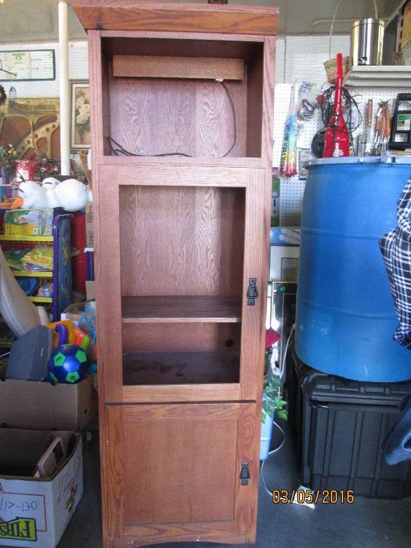 lot 68 image: Wood entertainment center cabinet. ...