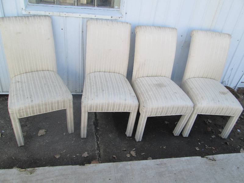 lot 120 image: Set of 4 striped cream colored chai...