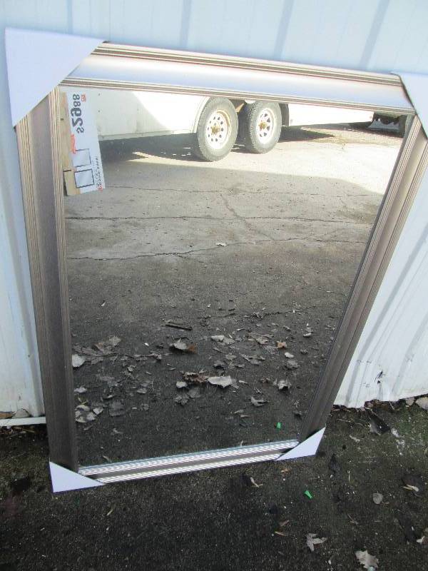 lot 142 image: New 29.5 x 41.5 Framed mirror, bra...
