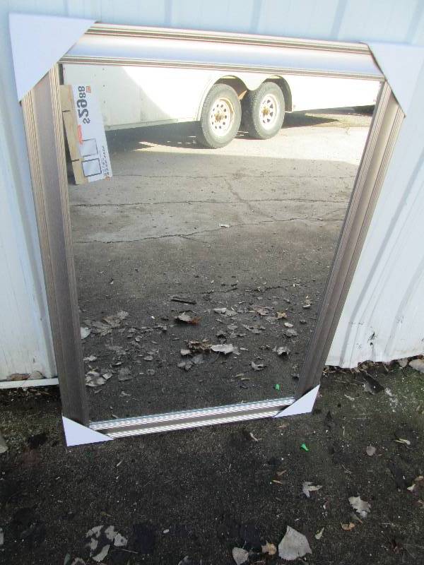 lot 143 image: New 29.5 x 41.5 Framed mirror, bra...