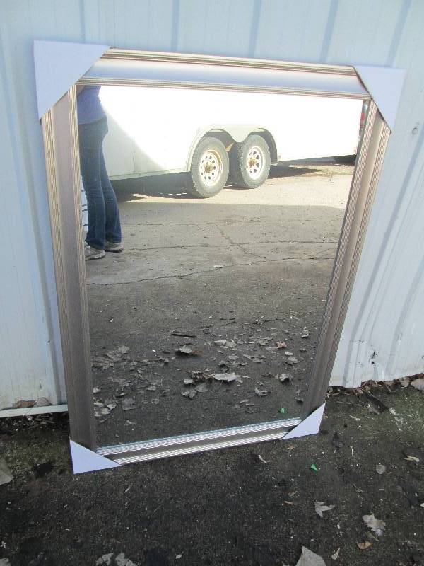 lot 144 image: New 29.5 x 41.5 Framed mirror, bra...