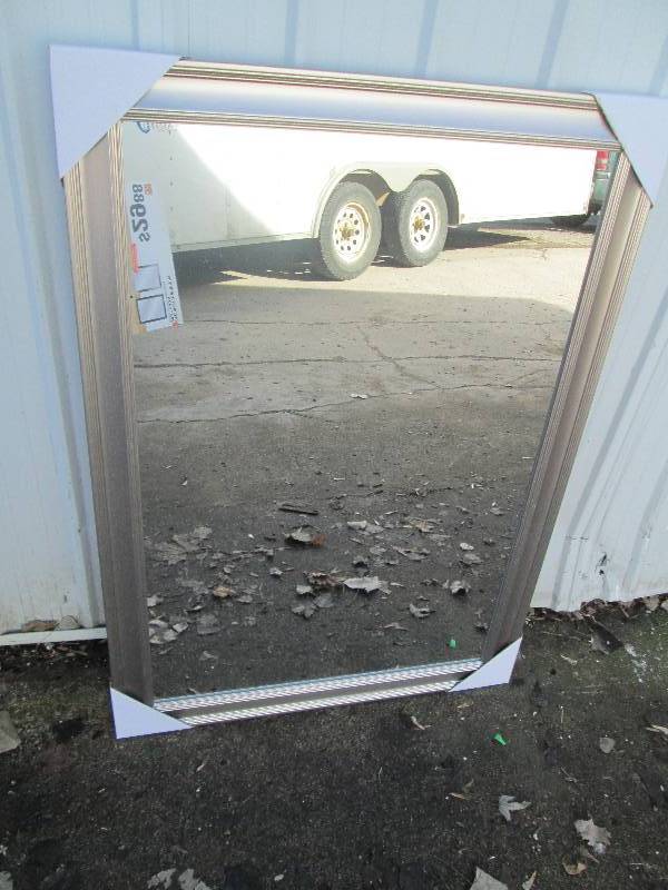 lot 149 image: New 29.5 x 41.5 Framed mirror, bra...