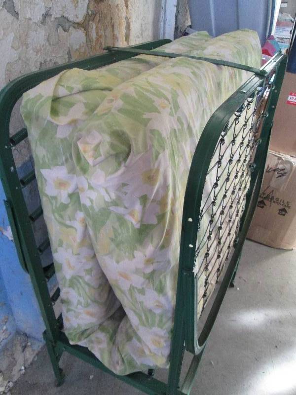 lot 158 image: Vintage folding bed with nice green...