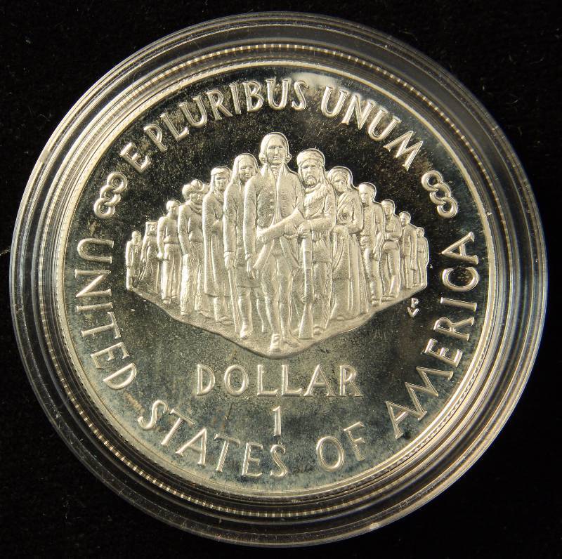 1987 US CONSTITUTION 1787-1987 200th ANNIVERSARY COMMEMORATIVE 90% SILVER DOLLAR IN AIRTITE HOLDER