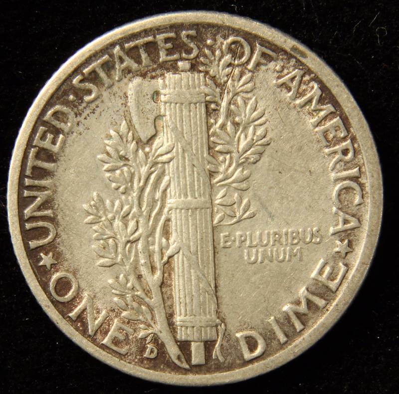 1939-D MERCURY SILVER DIME VF