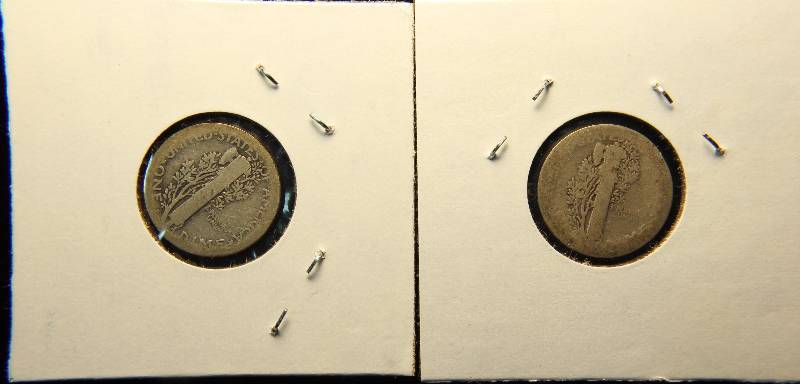 GROUP OF 2 SILVER MERCURY DIMES 1917 & 1917-D