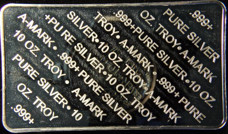 10 TROY Oz. .999 FINE SILVER BAR A-MARK