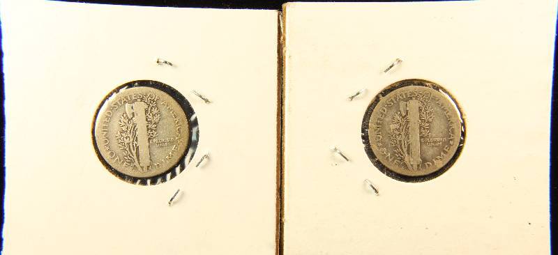 GROUP OF 2 SILVER MERCURY DIMES 1920-D & 1920-S