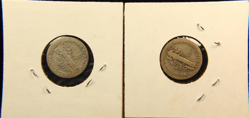 GROUP OF 2 SILVER MERCURY DIMES 1918 & 1918-D