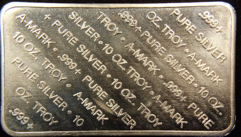 10 TROY Oz. .999 FINE SILVER BAR A-MARK