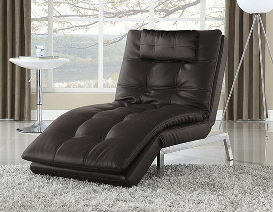 Serta Valencia Click-Clack Bonded Leather Chaise - Java Color