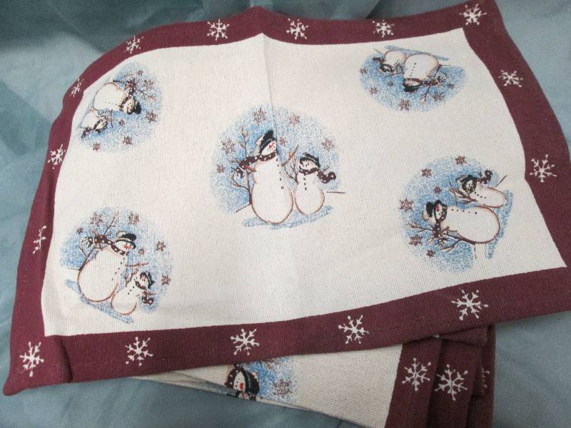 10 Cloth Christmas Snowmen Placemat...