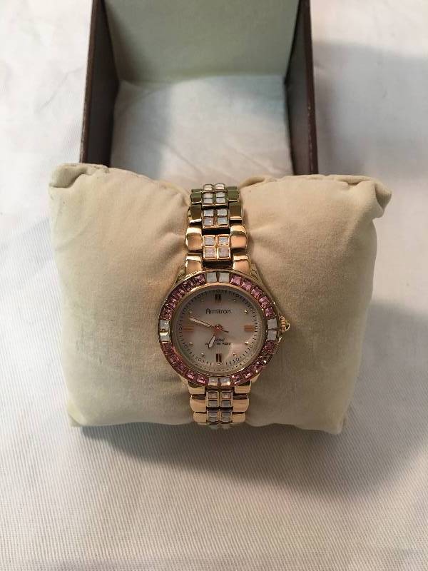 lot 22 image: Armitron Ladies Goldtone Crystal Watch