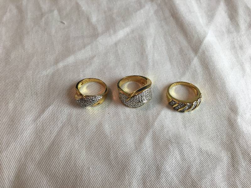 lot 45 image: Set of 3 Two-Tone Fashion Rings Size 6