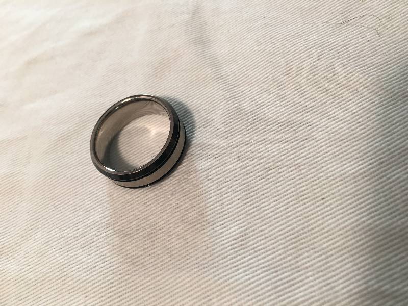 lot 72 image: Titanium Mens Band with Diamond Accent Size 9 Retail $195