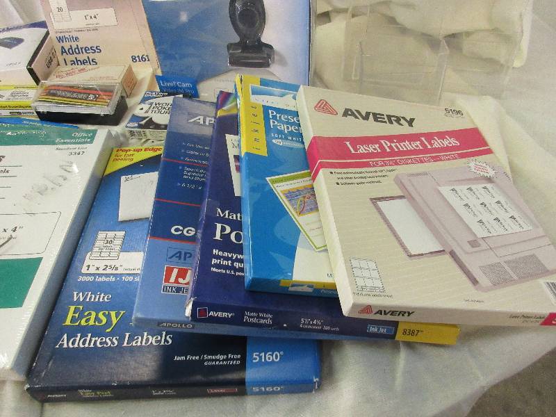 lot 19 image: Office Supplies - Printer Labels, USB, Live Cam