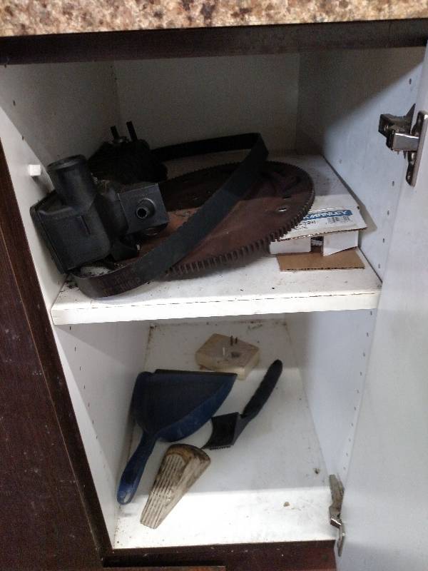 lot 180 image: Cabinet & Peg Board with Contents...