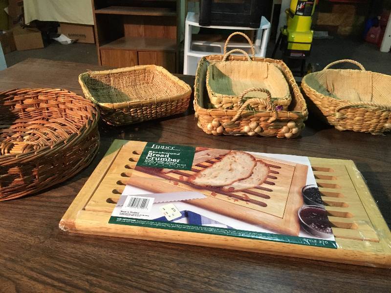 Basket Casserole Carriers and a Bread Cutting Board