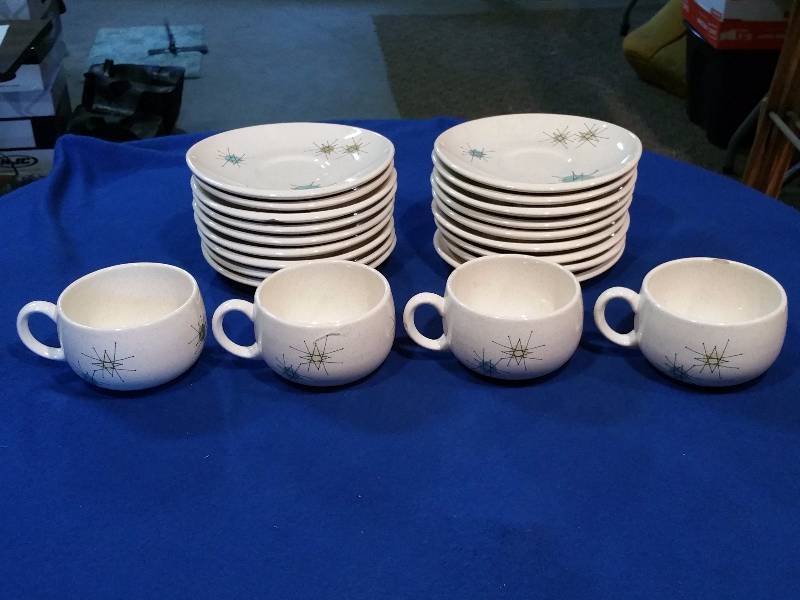 Franciscan Atomic Starburst (18) Saucers and (4) Coffee Cups