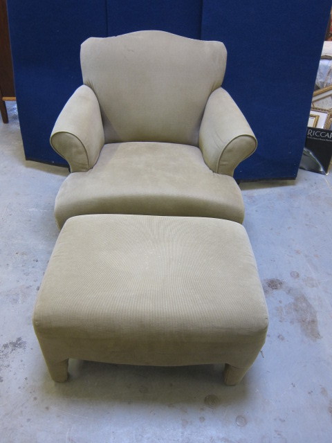 lot 10 image: Upholstered Chair and Ottoman