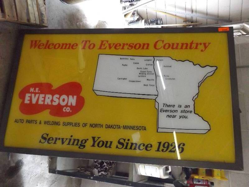 H E Everson Light Up Sign