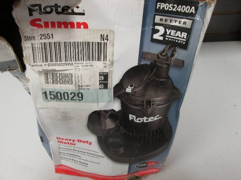 lot 301 image: Flotec Sump Pump Automatic Submersi...