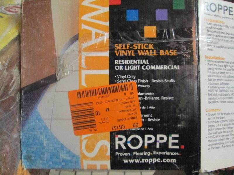 lot 198 image: Self-Stick Vinyl Wall Base - Black ...