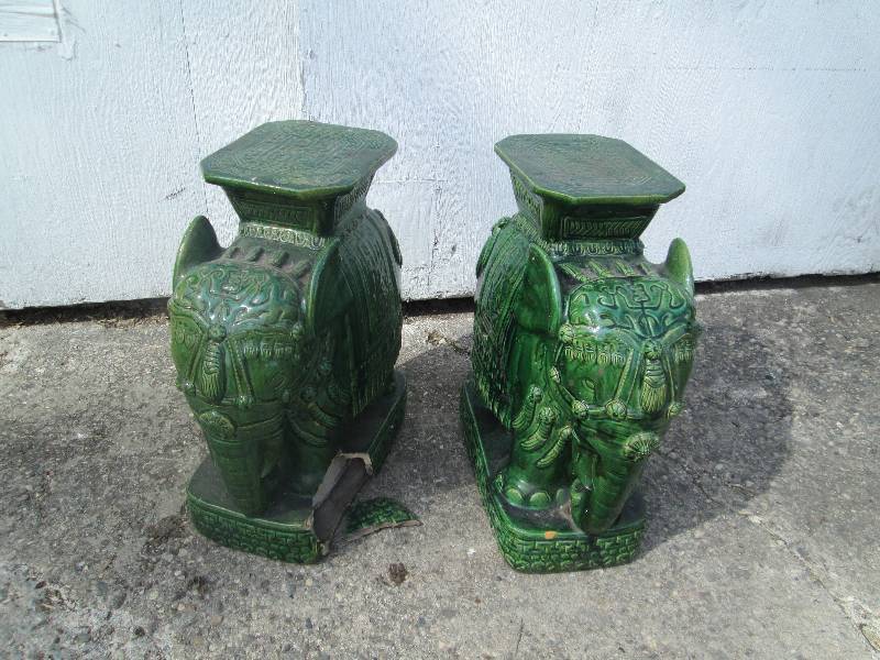 lot 29 image: pair of elephant plant holders  one...