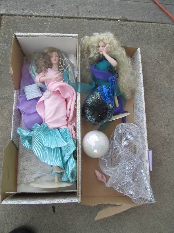 lot 86 image: vintage dolls on stands with pearl ...